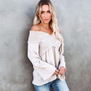 ASCENSION SMOCKED OFF THE SHOULDER TOP from Vici
